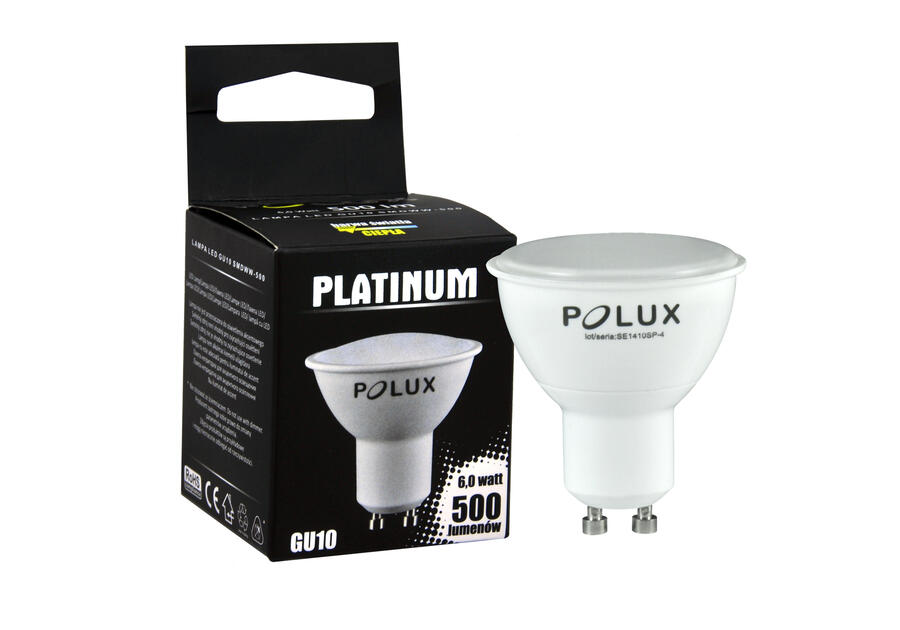 Zdjęcie: Żarówka LED GU10 SMD 6 W WW 500 lm Platinum POLUX