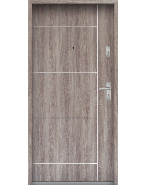 Zdjęcie: Drzwi wejściowe do mieszkań Bastion A-65 Dąb japoński 80 cm lewe ODO KR CENTER