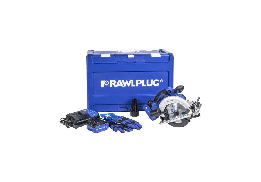 Zdjęcie: Pilarka tarczowa RawlSaw R-PCS18, rękawice, walizka, 2 akumulatory, z ładowarką RAWLPLUG