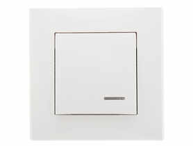 Łącznik pojedynczy Milano jednobiegunowy z podświetleniem ŁP-1LS.BI biały POLMARK