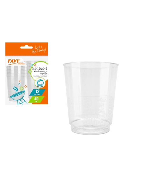 Zdjęcie: Kieliszki wielokrotnego użytku 40 ml, 12 sztuk 70291 RAVI
