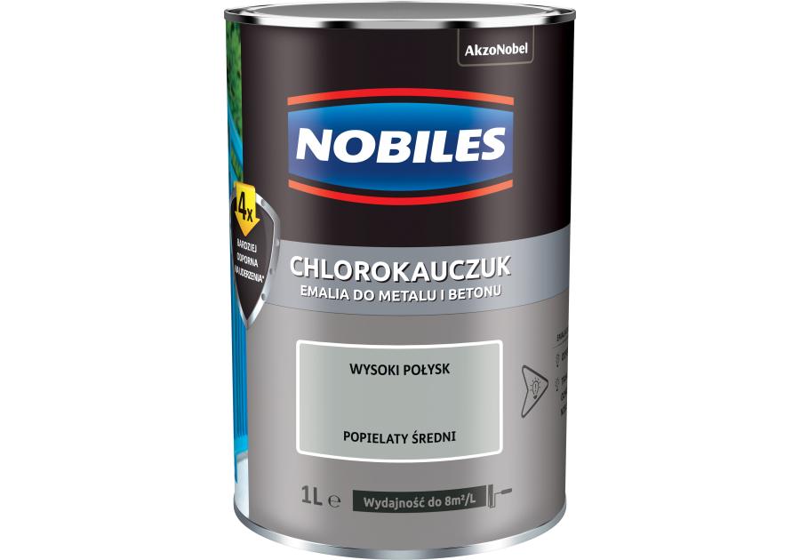 Zdjęcie: Farba emalia chlorokauczukowa 1 L popielaty NOBILES