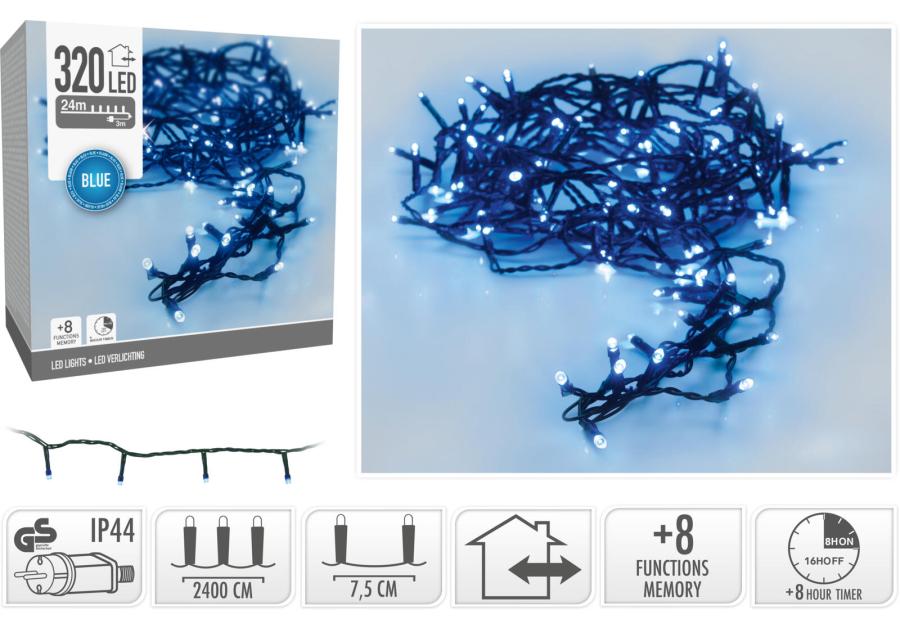 Zdjęcie: Łańcuch świetlny 24 m 320 led niebieski KOOPMAN