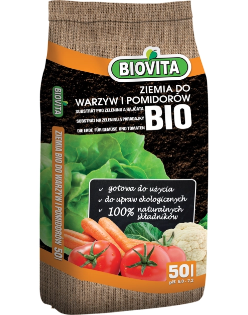 Zdjęcie: Ziemia BIO do warzyw i pomidorów 50l BIOVITA