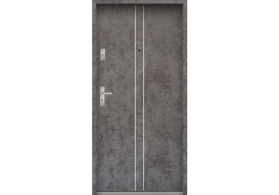 Zdjęcie: Drzwi wejściowe do mieszkań Bastion A-38 Beton ołówkowy 80 cm prawe OSPŁ KR CENTER