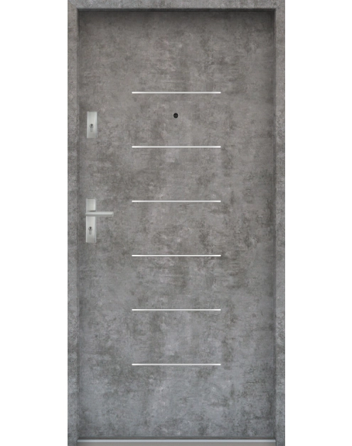 Zdjęcie: Drzwi wejściowe do mieszkań Bastion A-39 Beton srebrny 80 cm (NW) prawe ODR KR CENTER