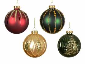 Bombki szklane 8 cm - 4 wzory KAEMINGK