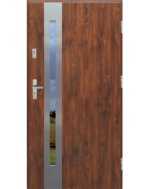 Zdjęcie: Drzwi zewnętrzne stalowo-drewniane Disting Otello 08B Dąb złoty 100 cm prawe KR CENTER