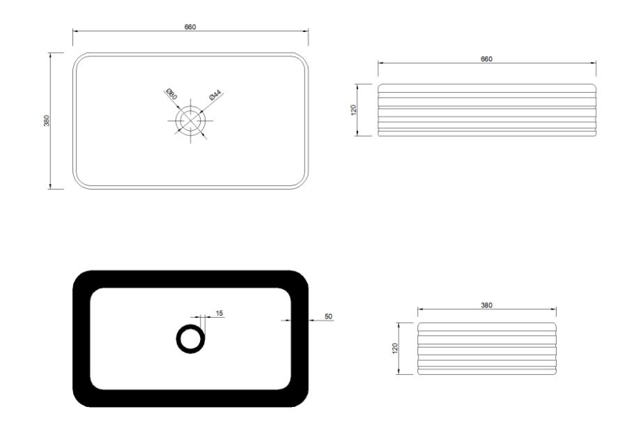 Zdjęcie: Umywalka nablatowa Akte Trend 66 cm prostokątna INVENA