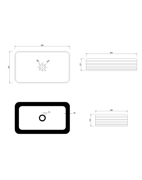 Zdjęcie: Umywalka nablatowa Akte Trend 66 cm prostokątna INVENA