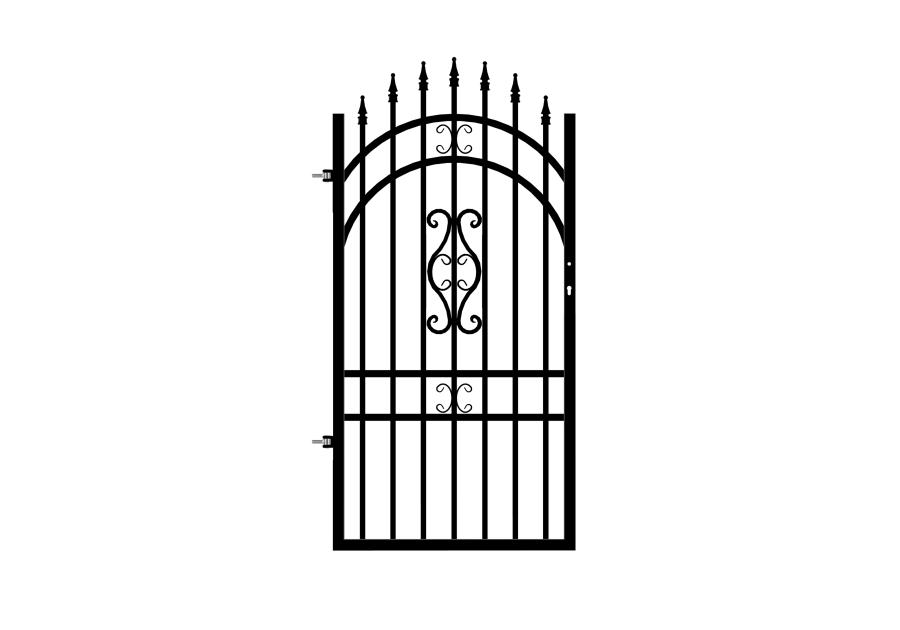 Zdjęcie: Furtka Milena 0,90 m, 1,55-1,75 m, stal ocynk+RAL9005 lewa z elektrozaczepem POLBRAM