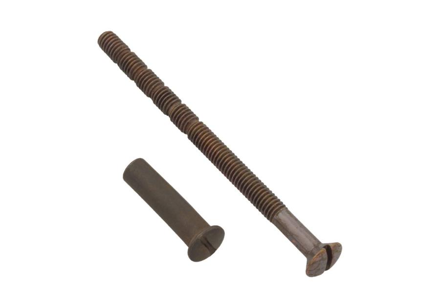 Zdjęcie: Śruba i nakrętka do klamki M4x60 mm łamana patyna, 2 sztuki METRO