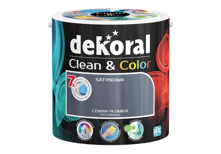 Zdjęcie: Farba satynowa Clean&Color 2,5 L czarny płomień DEKORAL