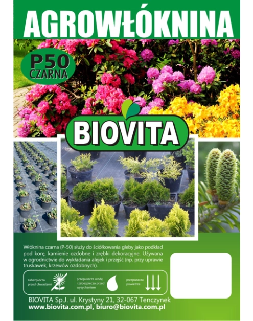 Zdjęcie: Agrowłóknina P-50 czarna 1,6x100 m BIOVITA