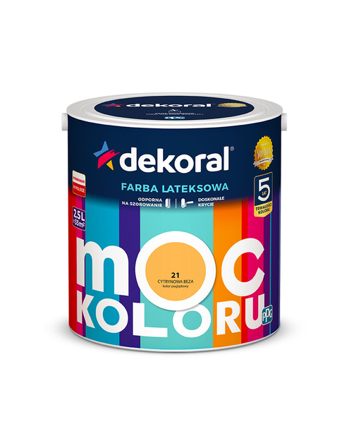 Zdjęcie: Farba lateksowa Moc Koloru cytrynowa beza 2,5 L DEKORAL