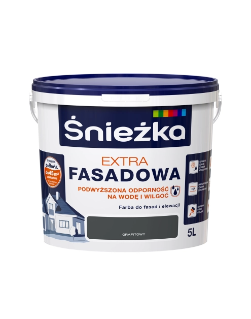 Zdjęcie: Farba Extra Fasadowa Grafitowy 5L N ŚNIEŻKA