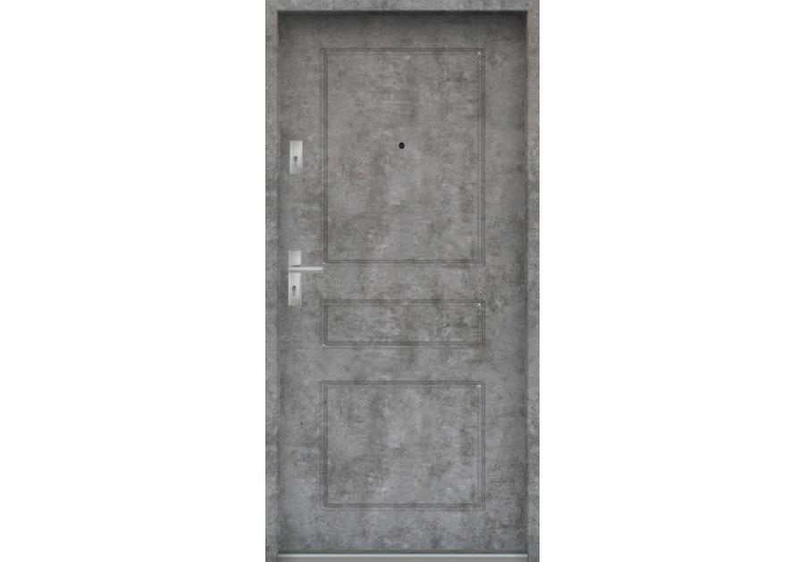 Zdjęcie: Drzwi wejściowe do mieszkań Bastion T-56 Beton srebrny 80 cm (NW) prawe ODO KR CENTER
