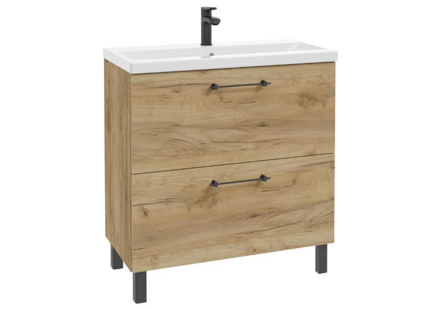 Zdjęcie: Zestaw szafka z umywalką Lido 80 cm dąb craft złoty DEFRA