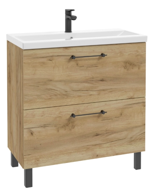 Zdjęcie: Zestaw szafka z umywalką Lido 80 cm dąb craft złoty DEFRA