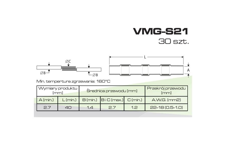 Zdjęcie: Rurki termokurczliwe z cyną i klejem 0.5-1.0 mm 30 szt. VMG-S21 VAYOX