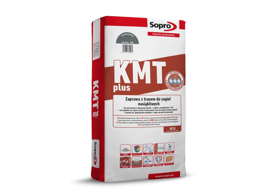 Zdjęcie: Zaprawa z trasem do cegieł nasiąkliwych KMT plus 198 ciemnoszary 25 kg SOPRO