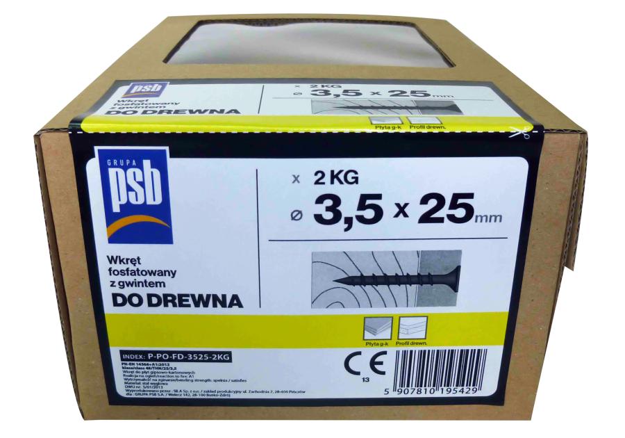 Zdjęcie: Wkręt fosfatowany do drewna 3,5x25 mm - 2 kg SILA