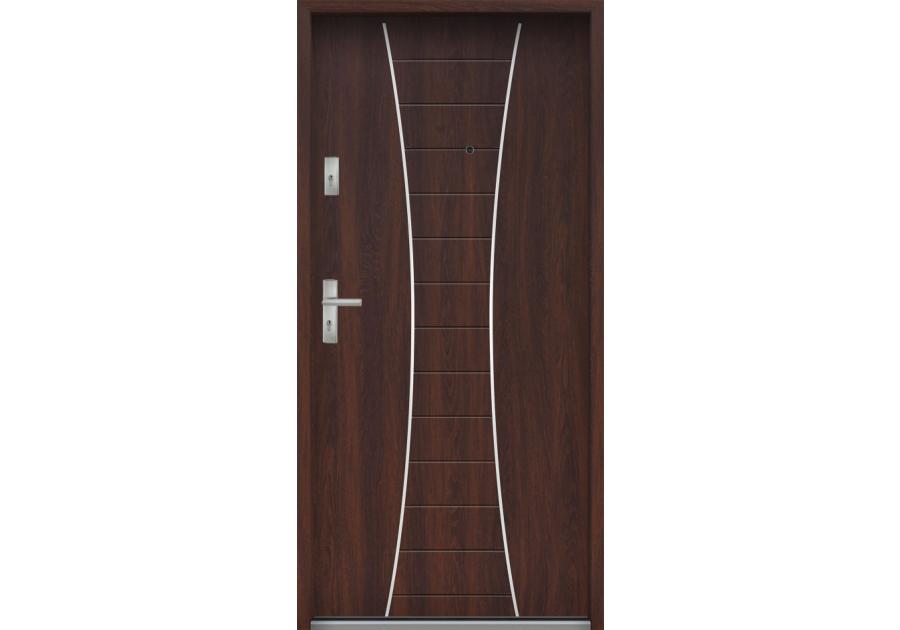 Zdjęcie: Drzwi wejściowe do mieszkań Bastion R-63 Orzech japoński 80 cm prawe ODR KR CENTER