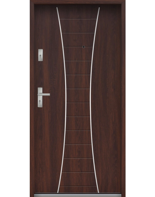 Zdjęcie: Drzwi wejściowe do mieszkań Bastion R-63 Orzech japoński 80 cm prawe ODR KR CENTER