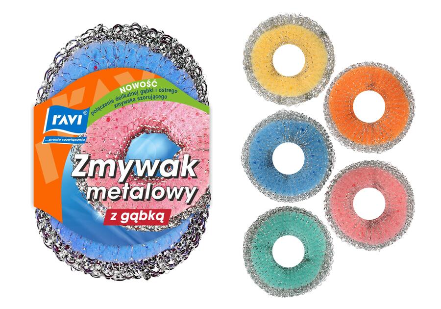 Zdjęcie: Zmywak metalowy z gąbką RAVI
