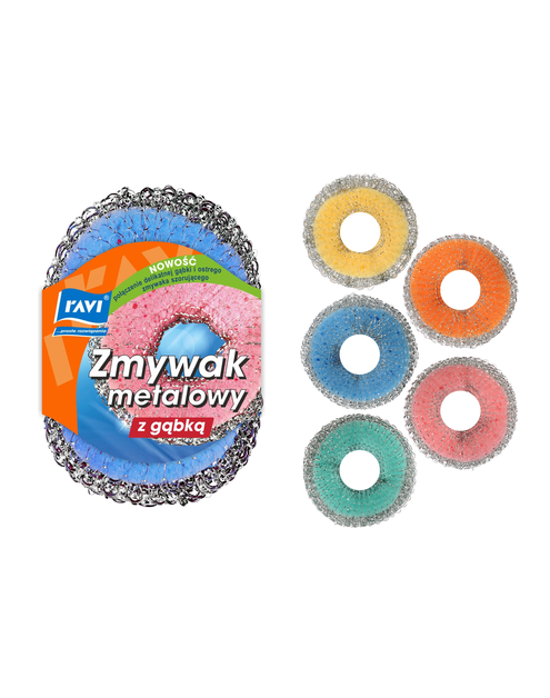 Zdjęcie: Zmywak metalowy z gąbką RAVI