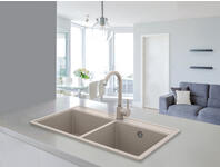 Zdjęcie: Zlewozmywak granitowy Metro 2-komorowy piaskowy, 76x44x19,5 cm syfon manualny, bateria U MILÓ