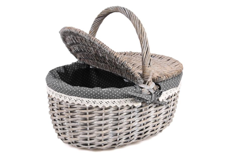 Zdjęcie: Koszyk wiklinowy piknikowy z dekoracyjnym materiałem 35x25x17/33 cm TIN TOURS