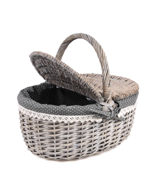 Zdjęcie: Koszyk wiklinowy piknikowy z dekoracyjnym materiałem 35x25x17/33 cm TIN TOURS