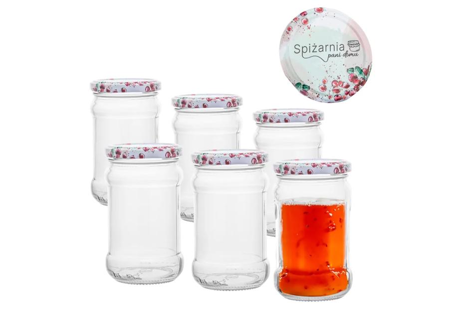 Zdjęcie: Komplet 6 słoików Spiżarnia Pani Domu 315 ml z zakrętką fi 66 4-zaczepową ALTOM DESIGN