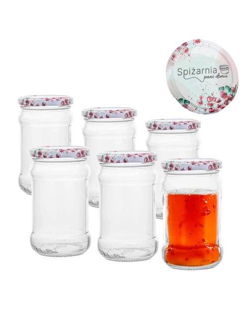 Zdjęcie: Komplet 6 słoików Spiżarnia Pani Domu 315 ml z zakrętką fi 66 4-zaczepową ALTOM DESIGN