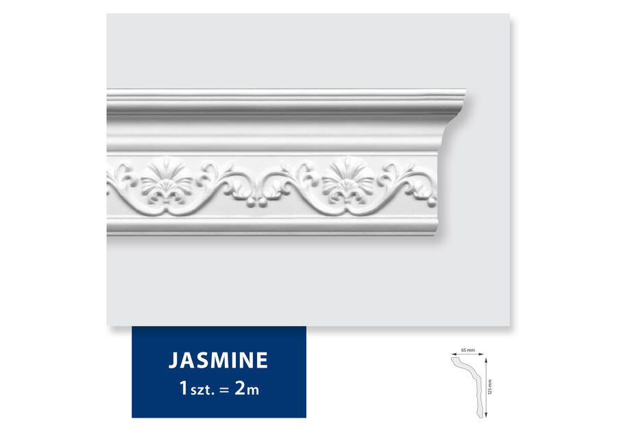 Zdjęcie: Listwa sufitowa 2x Jasmine biała 12,5x6,5x200 cm DMS