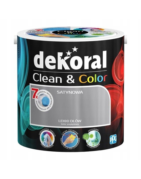 Zdjęcie: Farba satynowa Clean&Color 2,5 L lekki ołów DEKORAL
