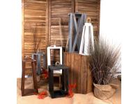 Zdjęcie: Latarenka drewniana szara 20x20x35,5/38,5/44 cm TIN TOURS