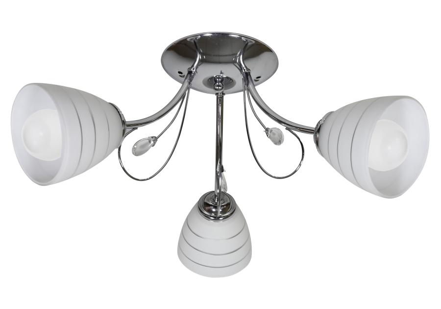 Zdjęcie: Lampa sufitowa chrom 3x40W biały klosz z kryształkami Simpli CANDELLUX