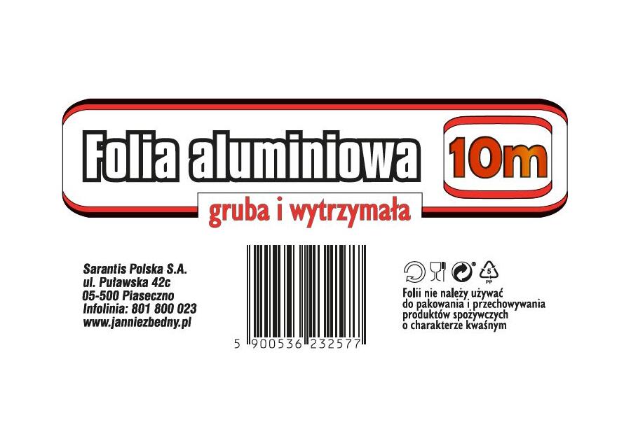Zdjęcie: Folia aluminiowa z tłoczeniem 10 m JAN NIEZBĘDNY