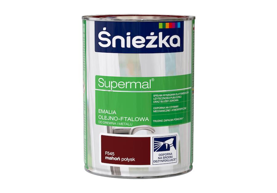 Zdjęcie: Farba do drewna i metalu Supermal 0,8 L mahoń ŚNIEŻKA