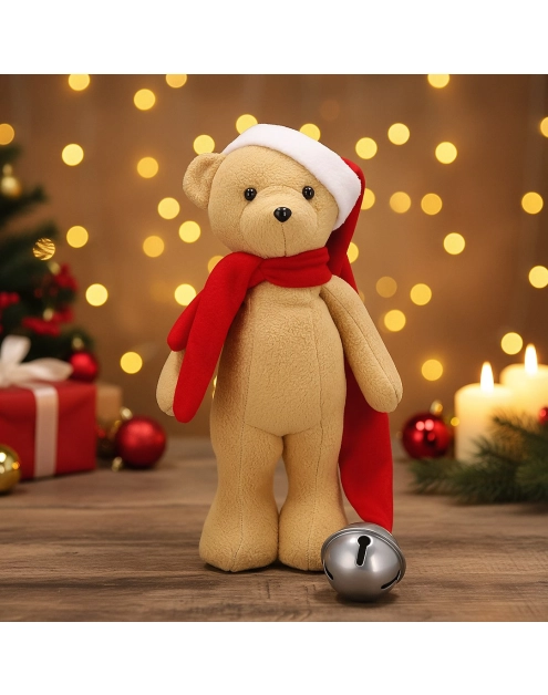 Zdjęcie: Miś z materiału z czapką z dzwonkiem 35 cm JUMI