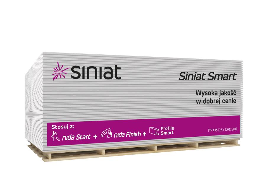 Zdjęcie: Płyta g-k Smart 12,5x1200x2400 mm TE 66 E SINIAT