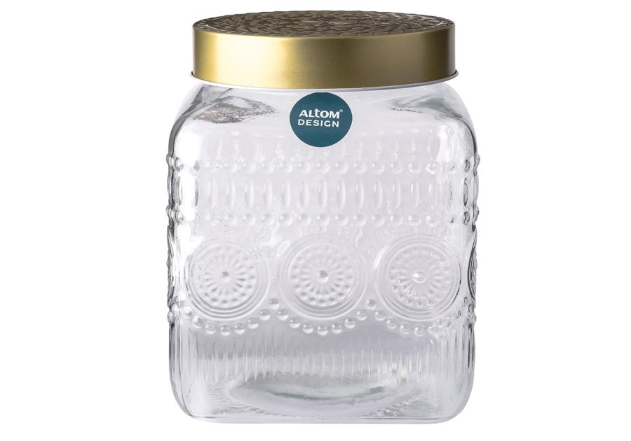 Zdjęcie: Pojemnik kwadratowy Daisy z pokrywką w kolorze złota 12,5x12,5x16 cm ALTOM DESIGN