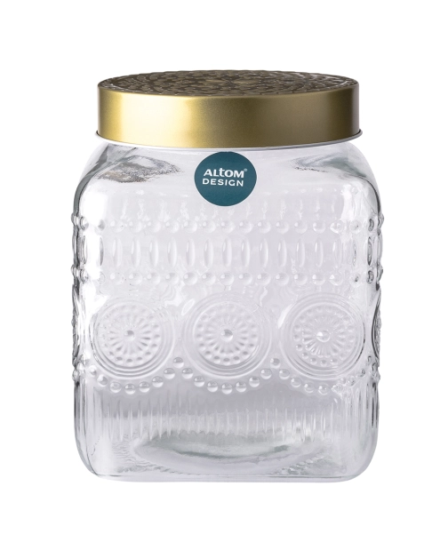 Zdjęcie: Pojemnik kwadratowy Daisy z pokrywką w kolorze złota 12,5x12,5x16 cm ALTOM DESIGN