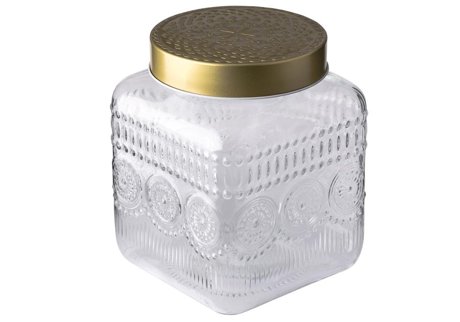 Zdjęcie: Pojemnik kwadratowy Daisy z pokrywką w kolorze złota 12,5x12,5x16 cm ALTOM DESIGN