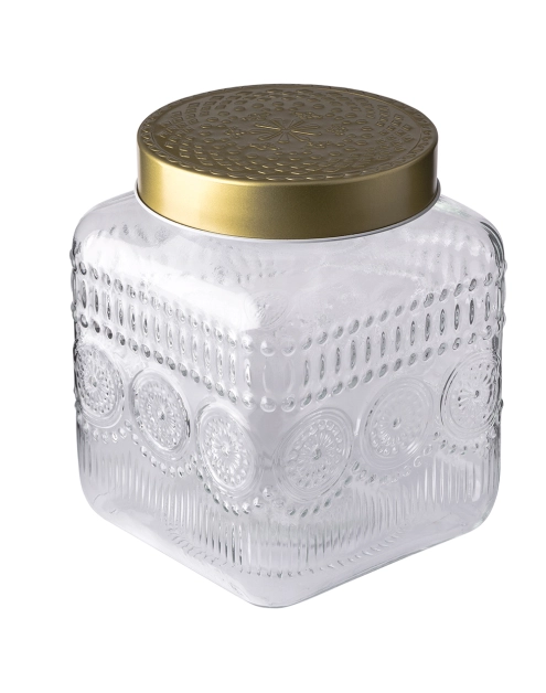 Zdjęcie: Pojemnik kwadratowy Daisy z pokrywką w kolorze złota 12,5x12,5x16 cm ALTOM DESIGN