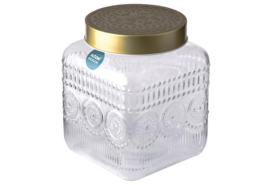 Zdjęcie: Pojemnik kwadratowy Daisy z pokrywką w kolorze złota 12,5x12,5x16 cm ALTOM DESIGN