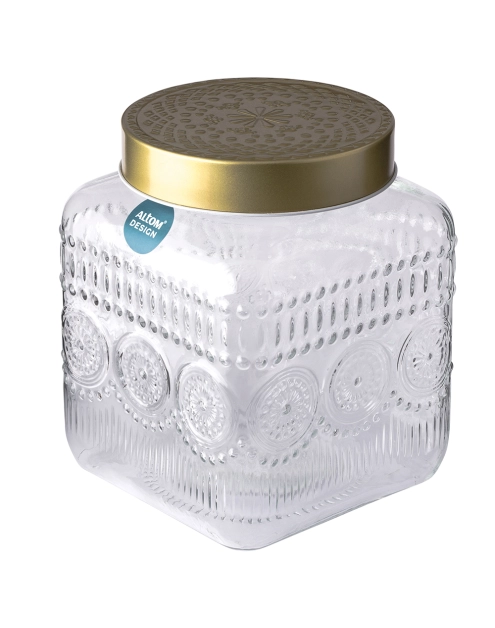 Zdjęcie: Pojemnik kwadratowy Daisy z pokrywką w kolorze złota 12,5x12,5x16 cm ALTOM DESIGN