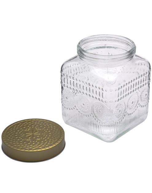 Zdjęcie: Pojemnik kwadratowy Daisy z pokrywką w kolorze złota 12,5x12,5x16 cm ALTOM DESIGN